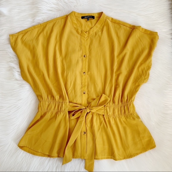 Sweet Rain Yellow/Mustard scrunchy blouse 2X - Picture 5 of 9